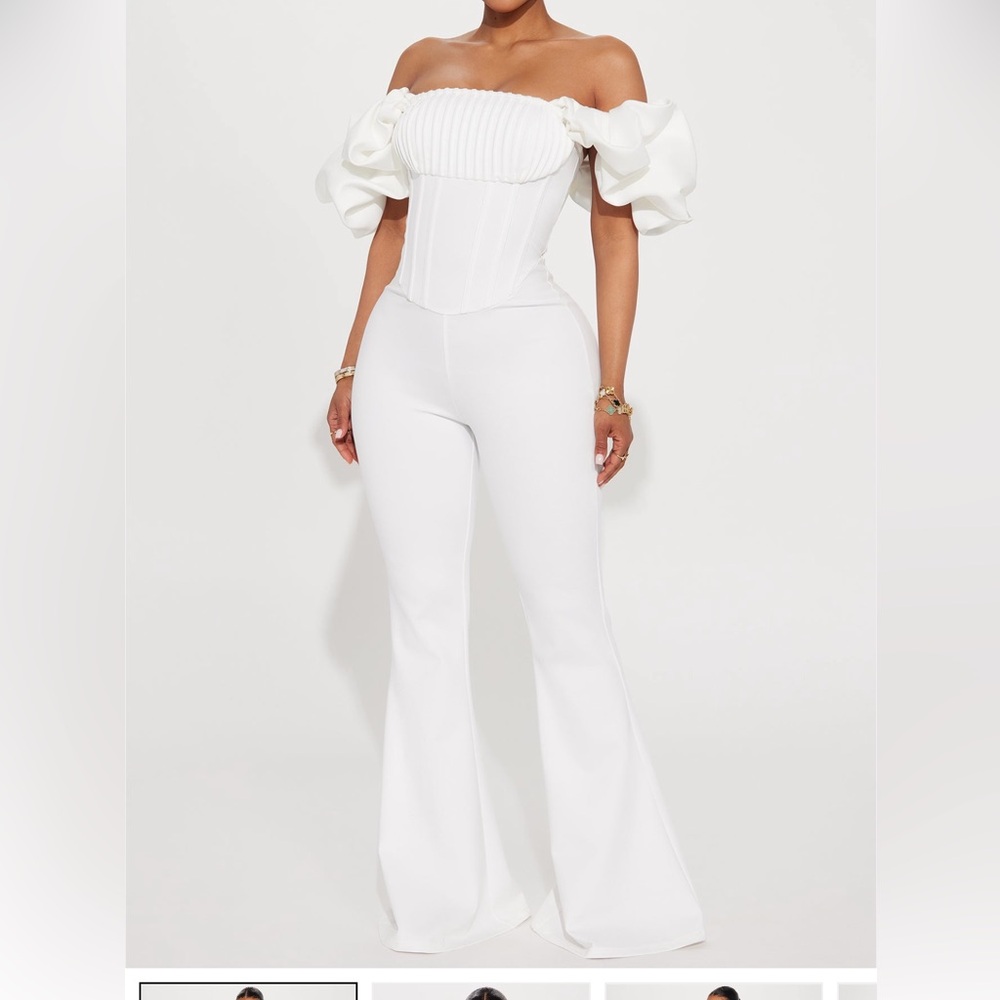 Fashion Nova White Flare Jumpsuit